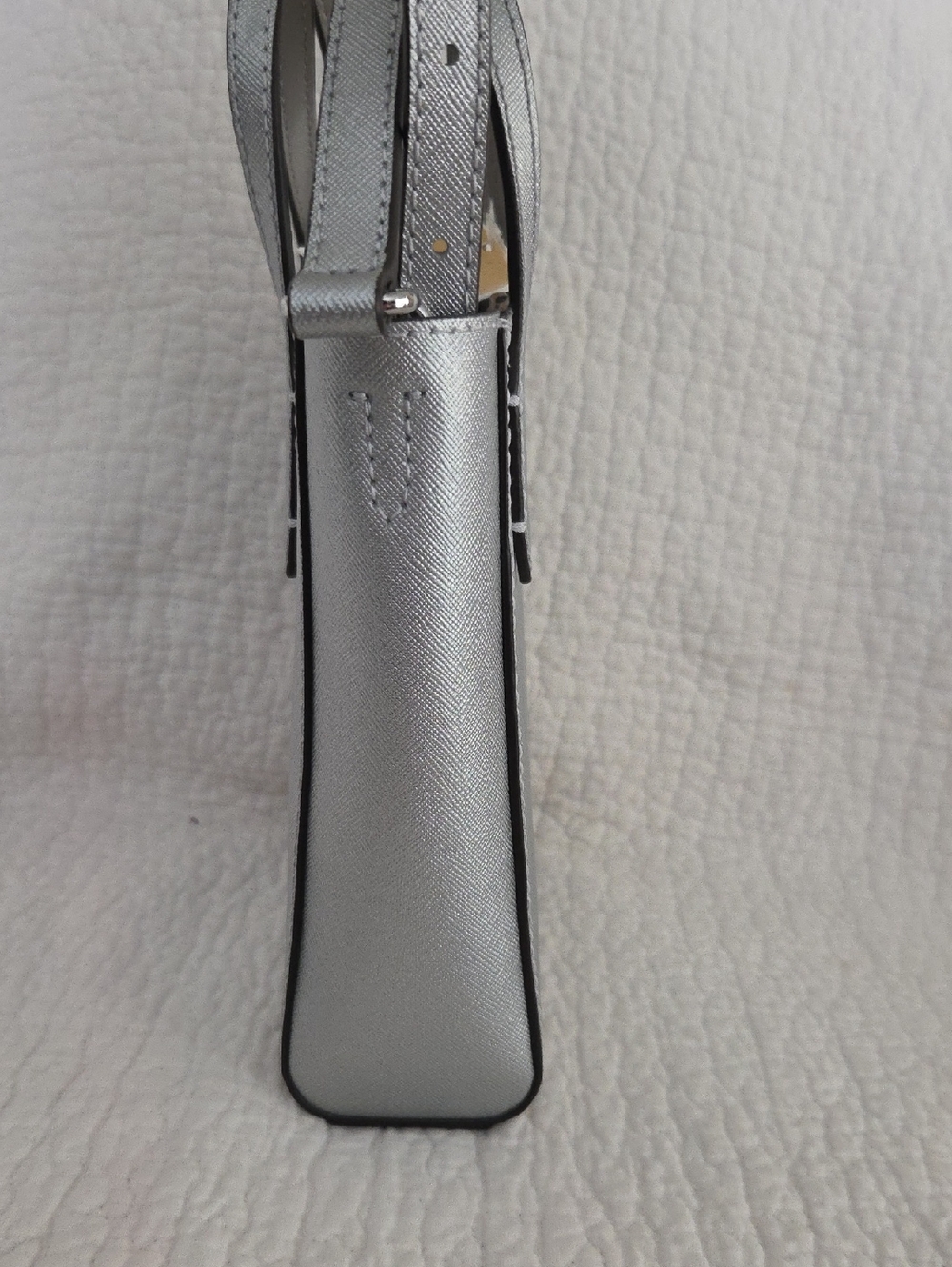 Michael Kors Silver Mini Saffiano Mini Tote with Crossbody Strap and card pouch - Picture 5 of 6
